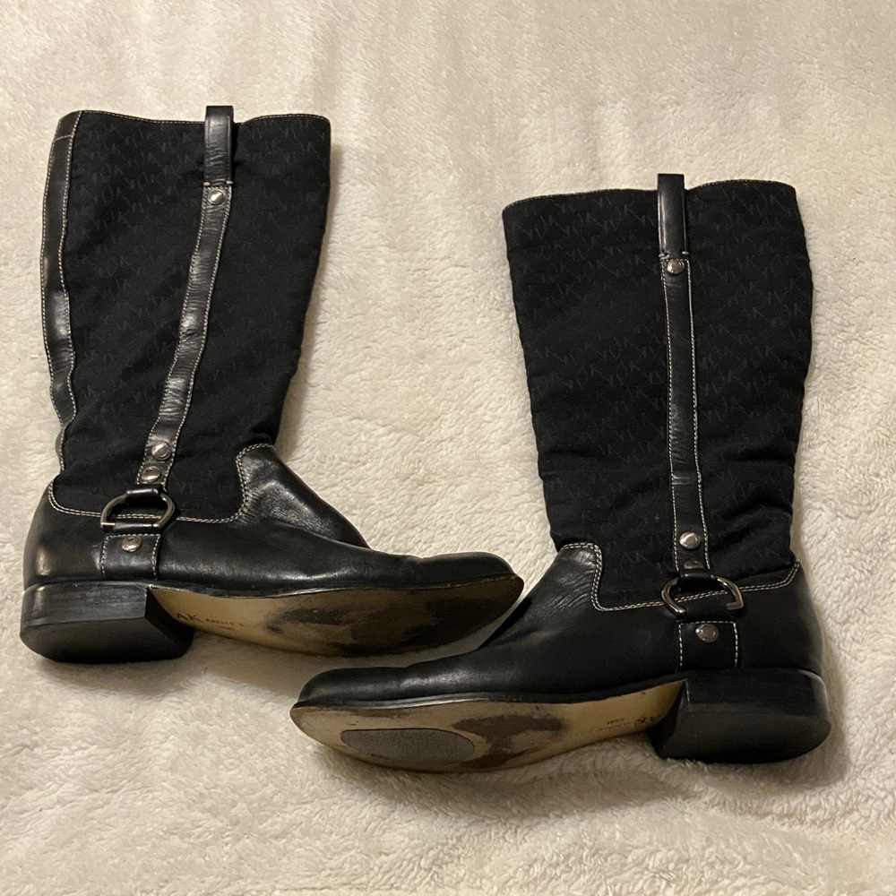 Anne Klein Mafritzy Fabric Biker Moto Boots